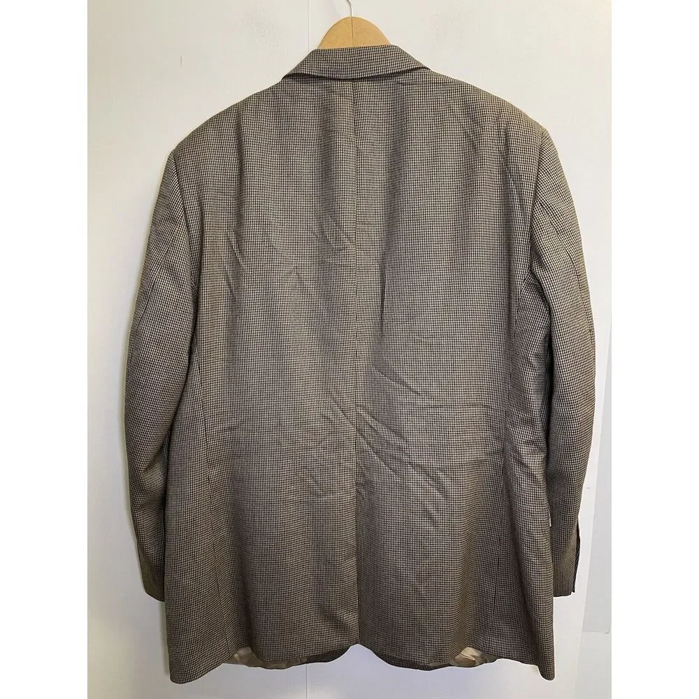 Jos A Bank Sport‎ Coat Jacket Houndstooth Mens 48L Blazer Wool Brown